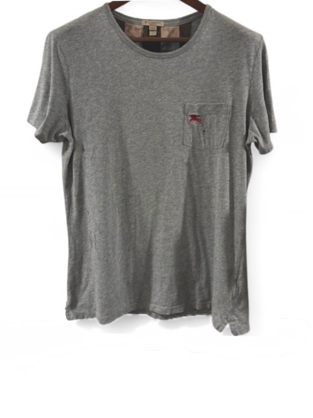 Burberry Gray Short-Sleeve Pocket Tee Size Women’s Large - Picture 1 of 5